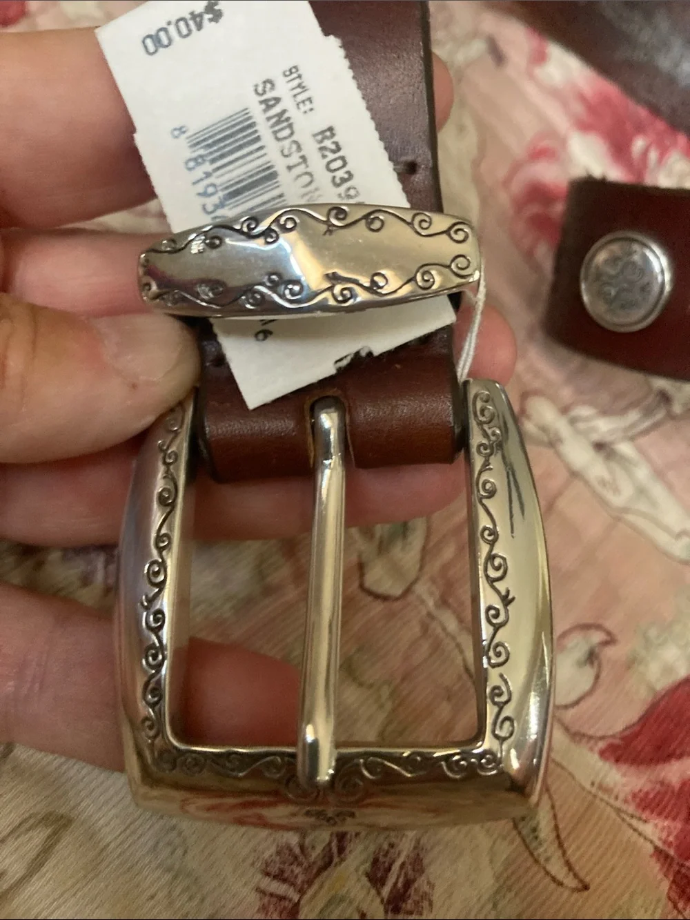 Brighton Women’s Brown Leather Belt with Embossed Detail